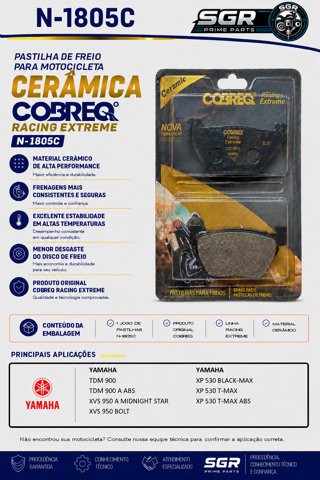 Pastilha de freio cerâmica Cobreq N-1805C