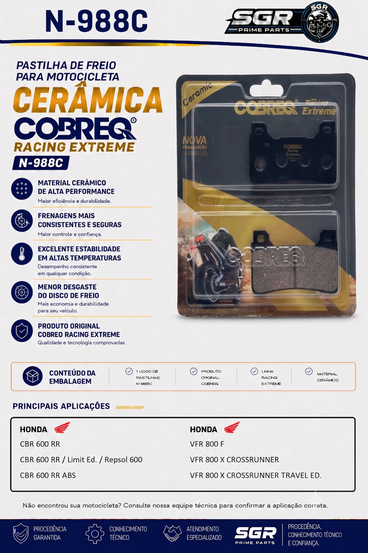 Pastilha de freio cerâmica Cobreq N-988C