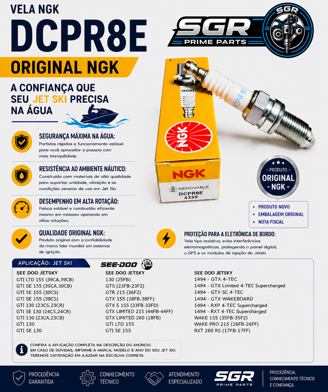 Vela NGK DCPR8E para jet ski